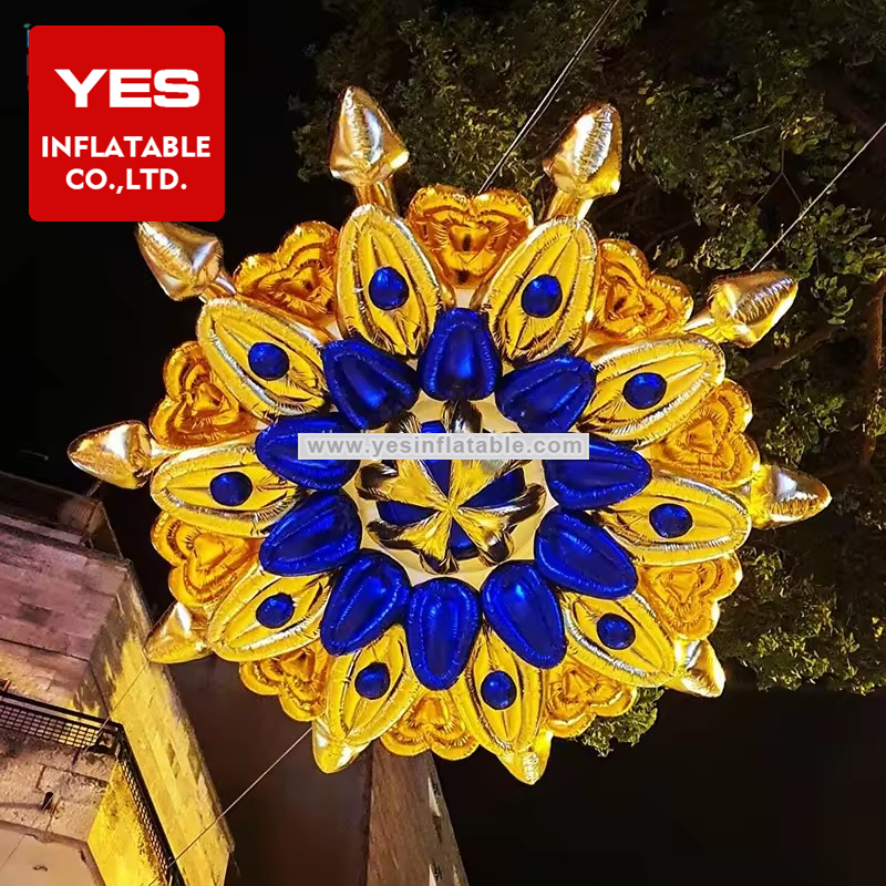 outdoor event decoration planet golden flower Hadra Trance Festival inflatable prop