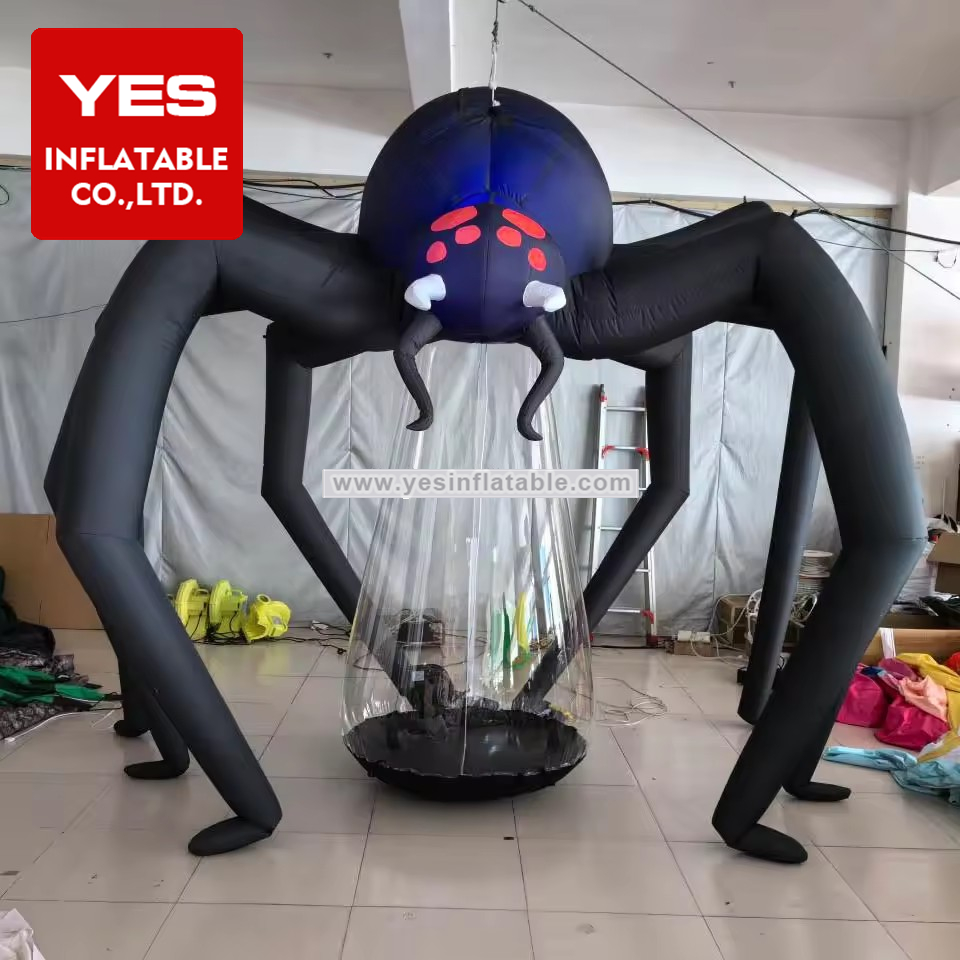 Giant Inflatable Hanging Decoration Inflatable Spider With Led Light For Halloween