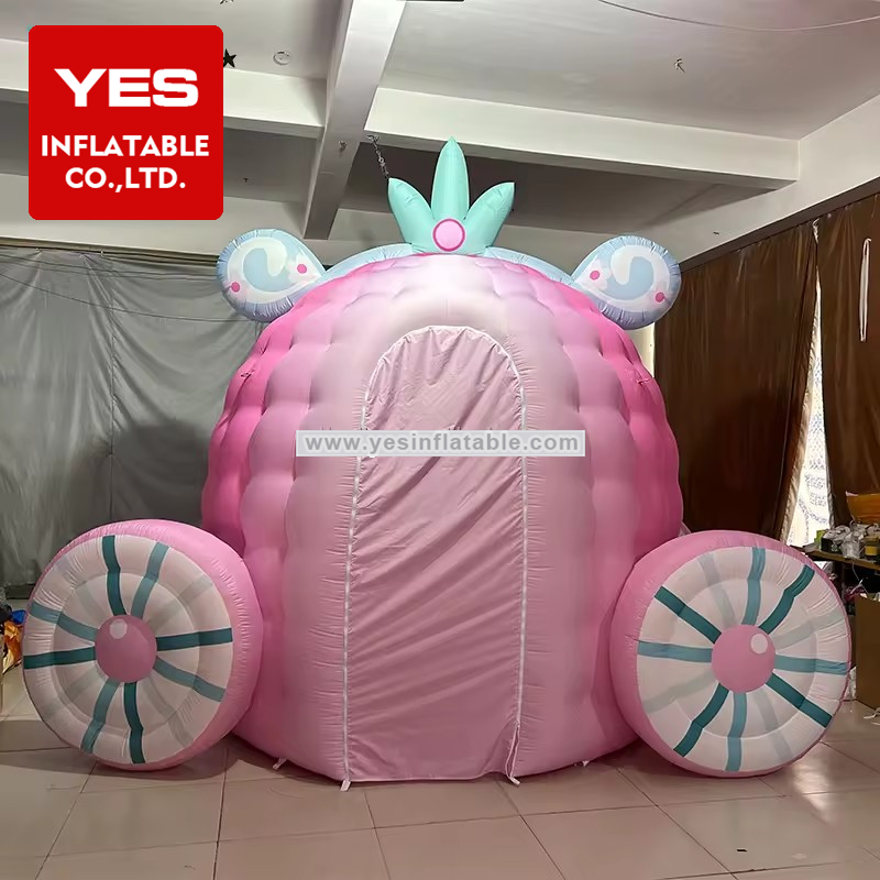 Amusement Park Inflatable Cartoon Tent Pink Inflatable Princess Car Tent