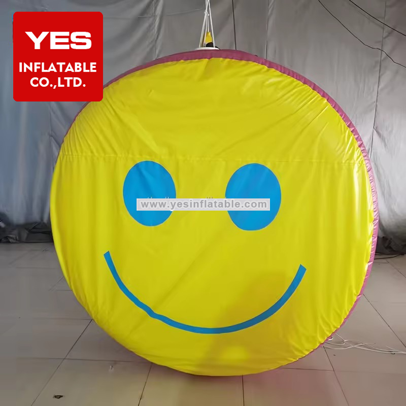 Customized Hanging Decoration Yellow Inflatable Smiley Face Logo For Party Stage Decoration