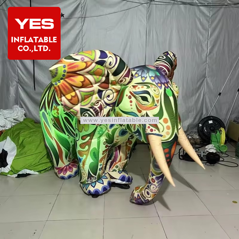 Carnival Street Inflatable Walking Mascot Costume Traditional Pattern Inflatable Elephant Costume