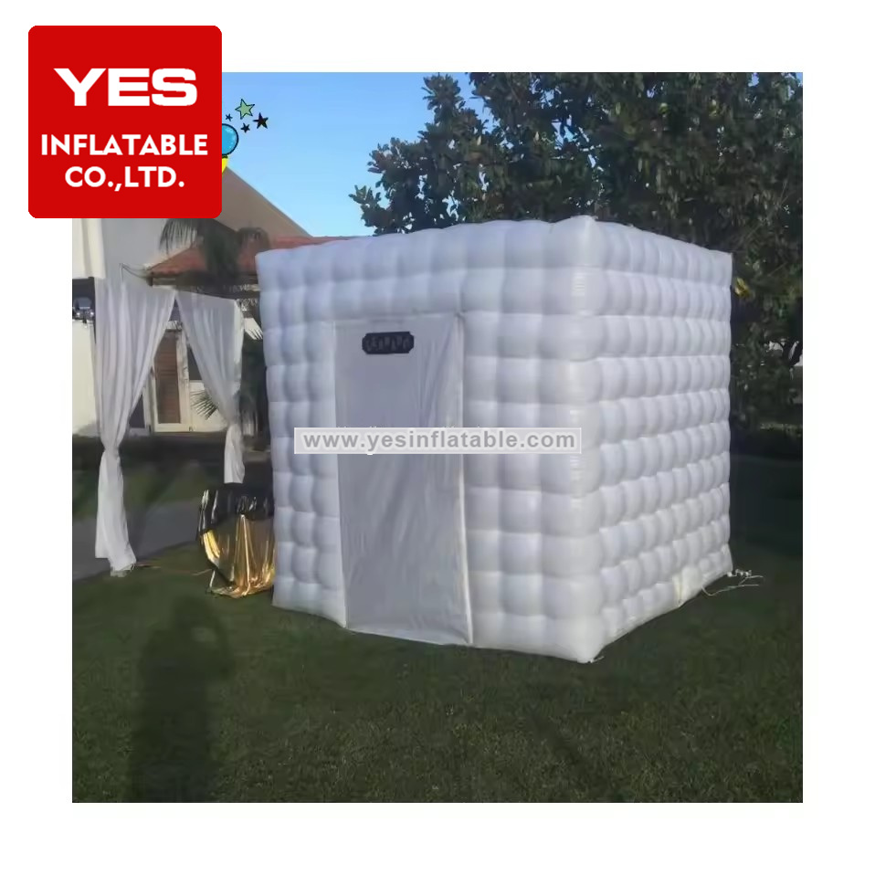 Beautiful Durable White Inflatable Cube Tent Inflatable Photo Booth With Led Light