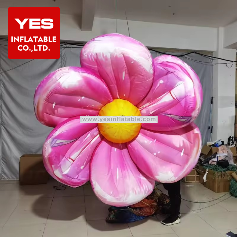 New Style Beautiful Wedding Party Decoration Pink Inflatable Flower Decoration