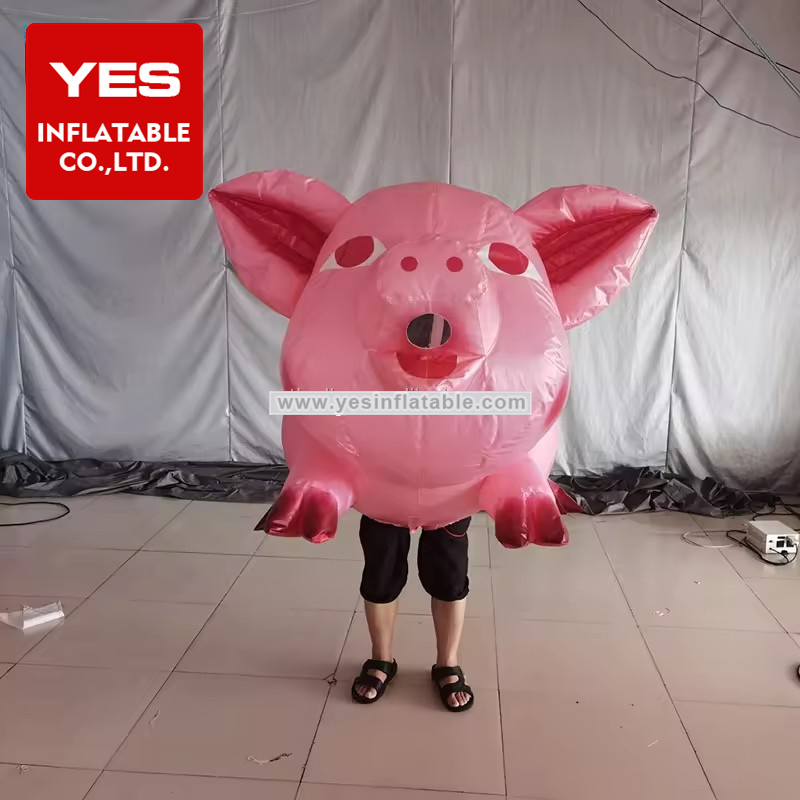 Fashion Funny Lovely Pink Inflatable Pig Costume Lovely Cartoon Animal Inflatable Costume For   Cosplay Party