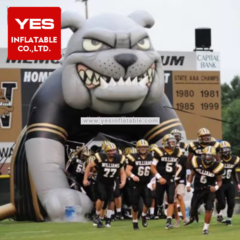 dog mascot football team sports entry inflatable bulldog sports tunnel for american football