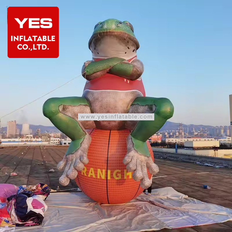 Promotional Advertising Inflatable Animal Model Cartoon Balloon Inflatable Frog With Basketball