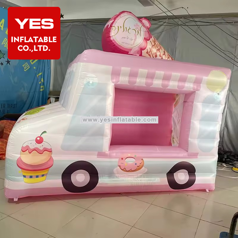 car shape Inflatable Ice cream concession stand blow up snow cone stand