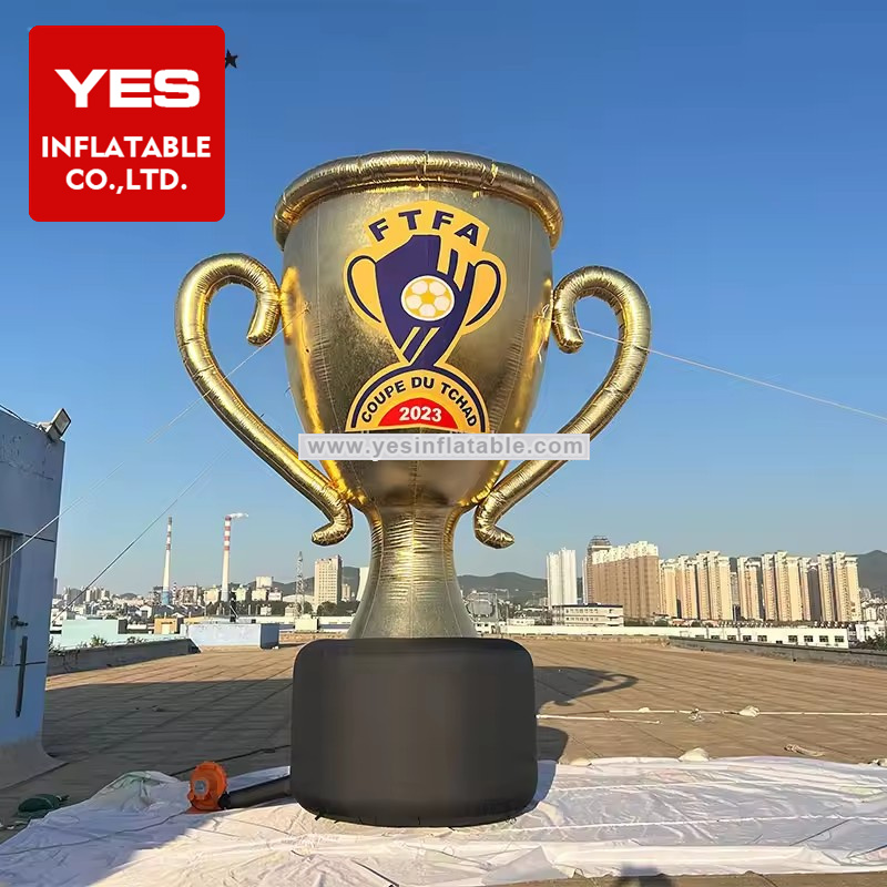 Customized Advertising Golden Giant Inflatable Trophy For Sport Event Decoration