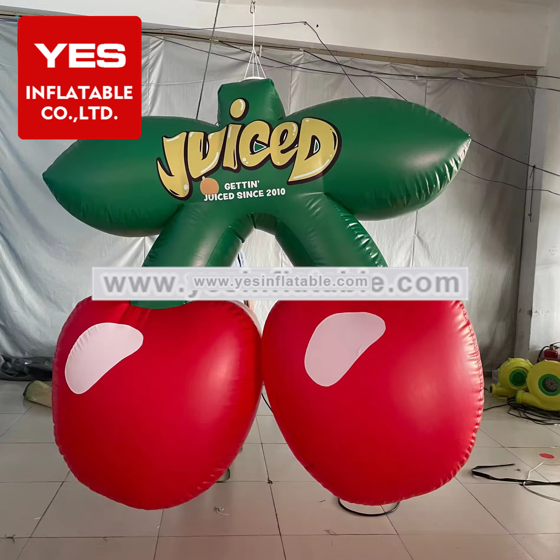 Giant Hanging Inflatable Cherry Red Inflatable Fruit Model For Advertising