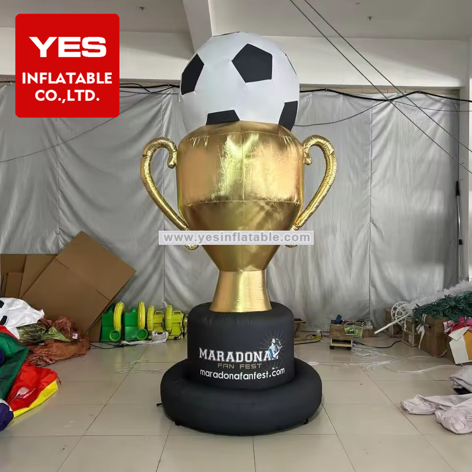 Custom athletic contest inflatable trophy cup plastic golden inflatable soccer troph