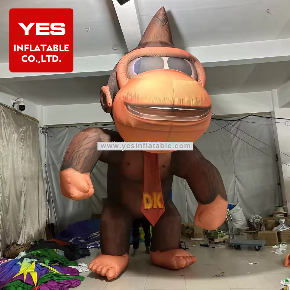 Advertising Giant Animal Model Brown Inflatable Cartoon Monkey For Amusement Park Decoration