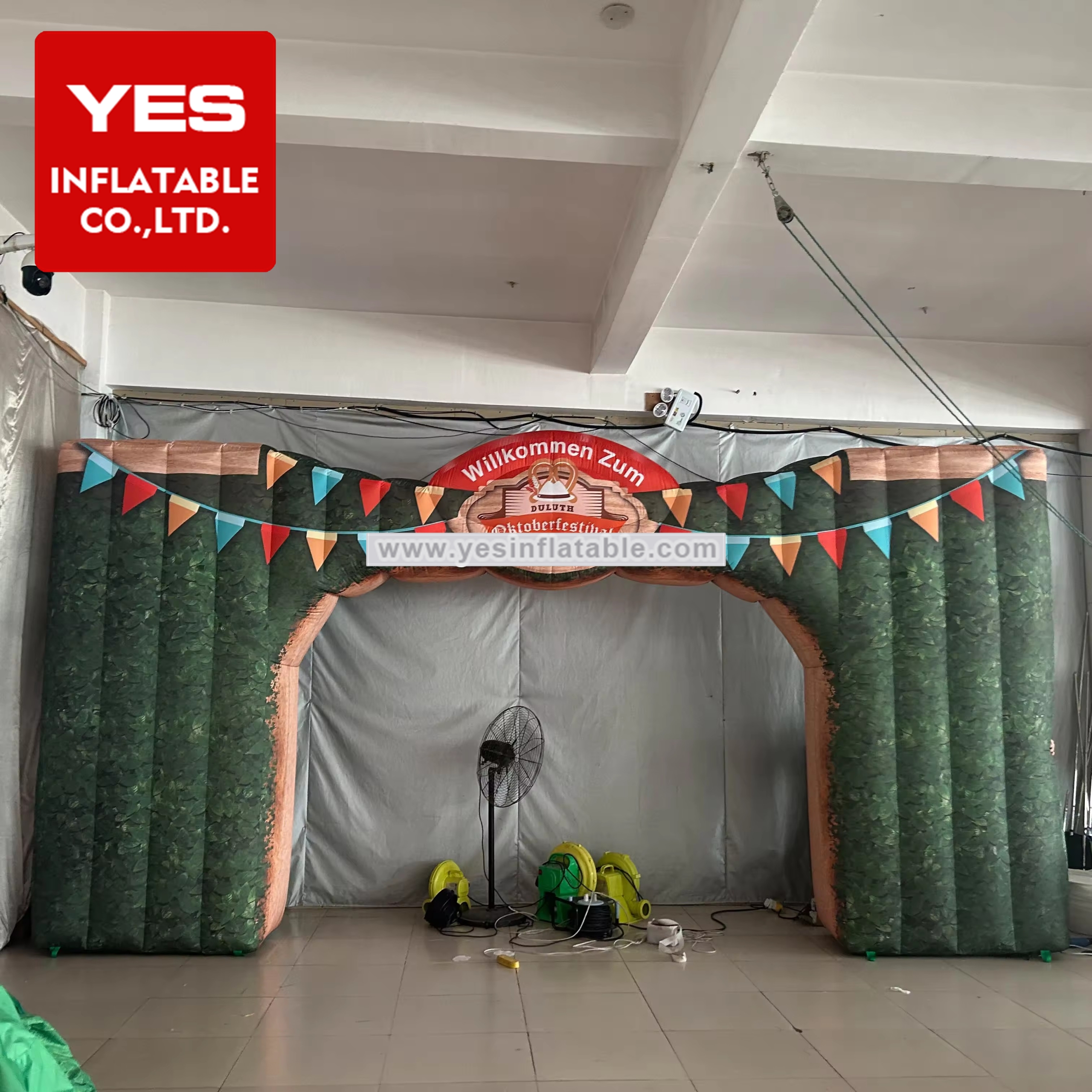 Customized Inflatable Entrance Archway Green Wall Inflatable Welcome Arch