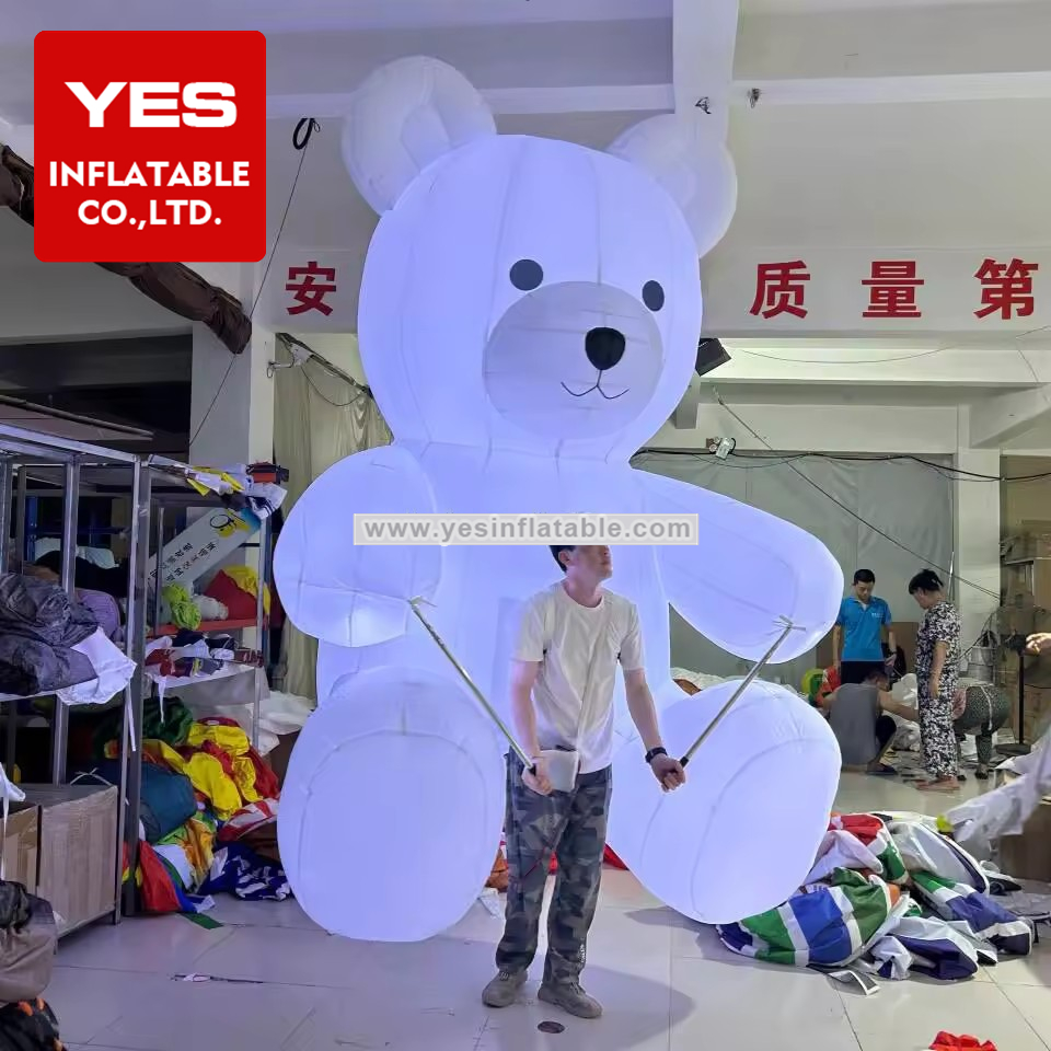 Custom Outdoor Activity Inflatable Walking Mascot Costume Inflatable Bear Puppet With Led Light