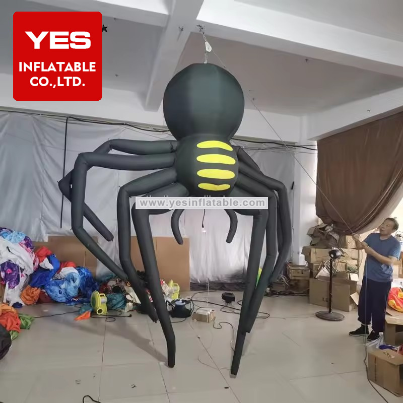 Hot Sale Funny Halloween Decoration Black Inflatable Spider Model For Sale