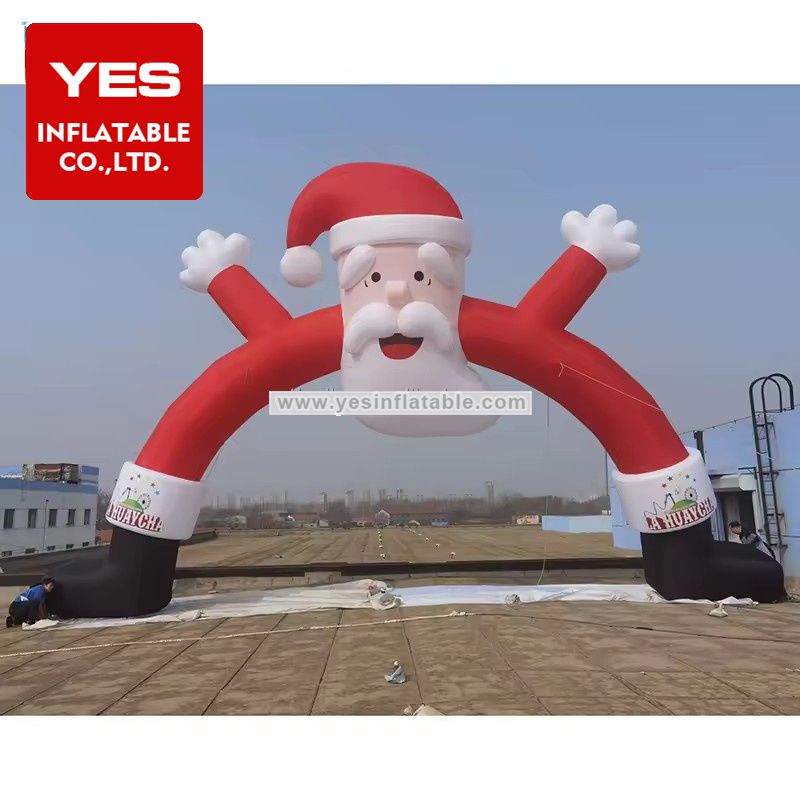 Christmas Outdoor Inflatable Decorations Giant Cute Inflatable Santa Claus Arch