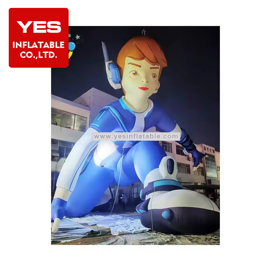 Customized giant inflatable cartoon character model inflatable blue Super man inflatable super boy