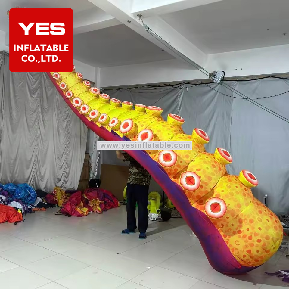 custom lighting giant orange color tentacles octopus legs inflatable for building decoration