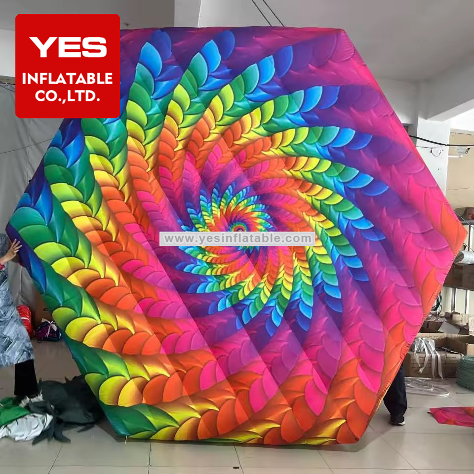 Customized Inflatable Advertising Board Colourful Hexagon inflatable psychodelic