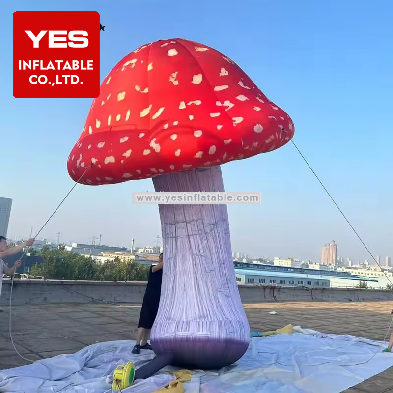 Party Supply Vivid Colorful Giant Inflatable Mushroom With Led Lights