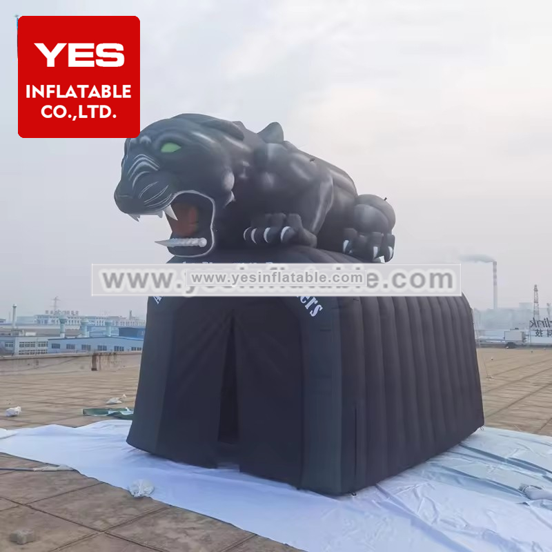 sport arena entrance black inflatable leopard with tunnel