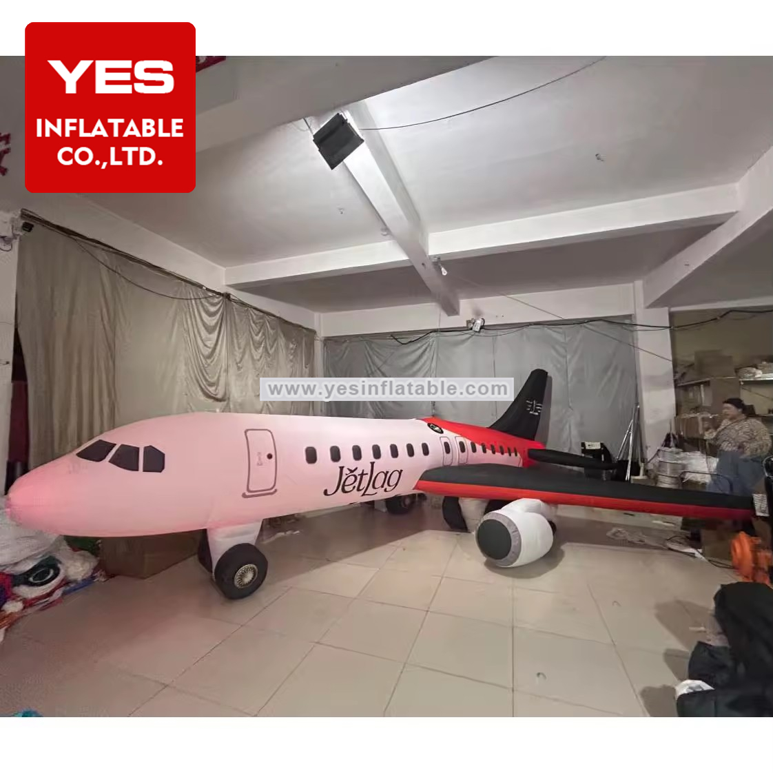 Space Theme Party Decoration Inflatable Aircraft Model Inflatable Airplane With Led Light