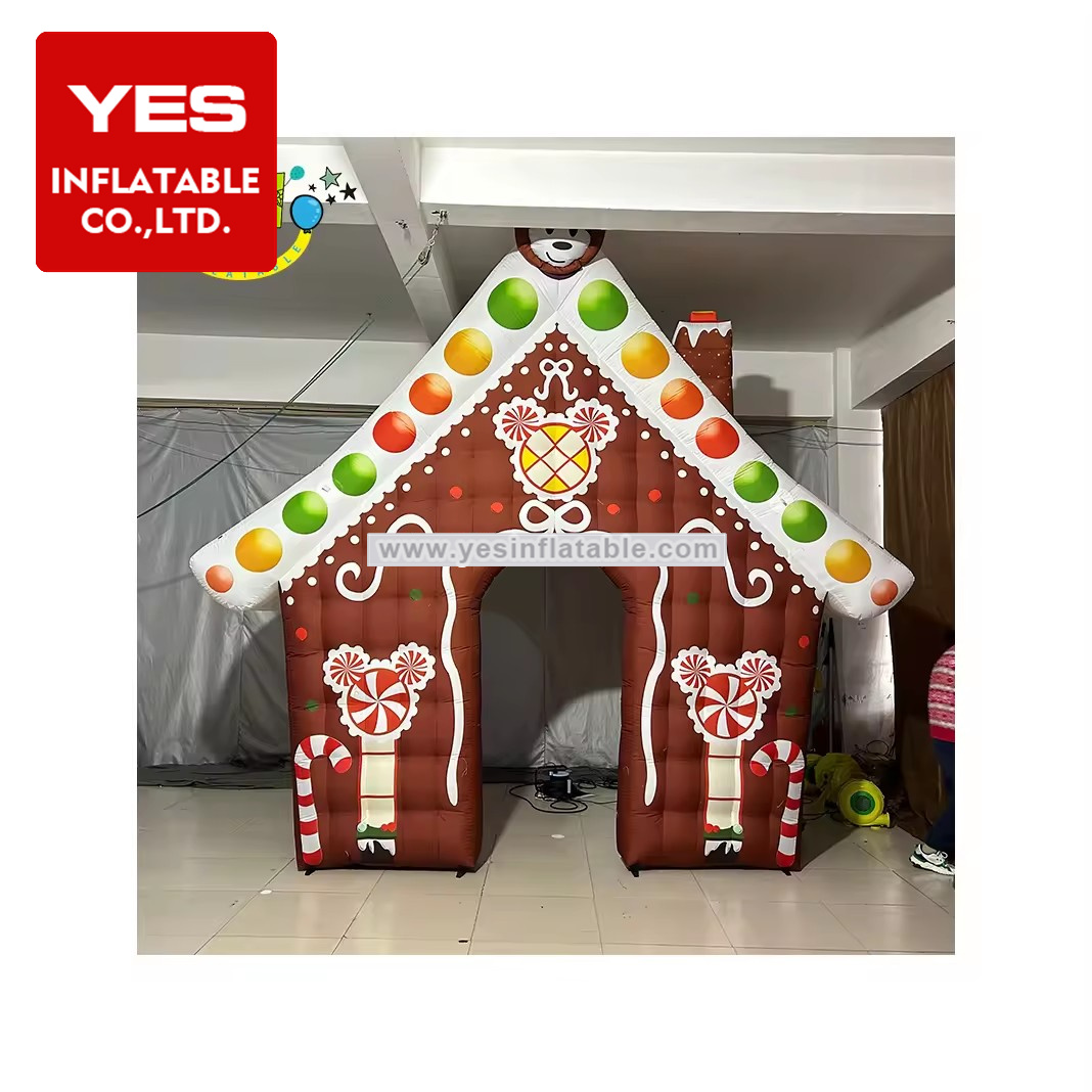 Outdoor hut decoration inflatable Christmas Santa chimney cabin christmas inflatable tent