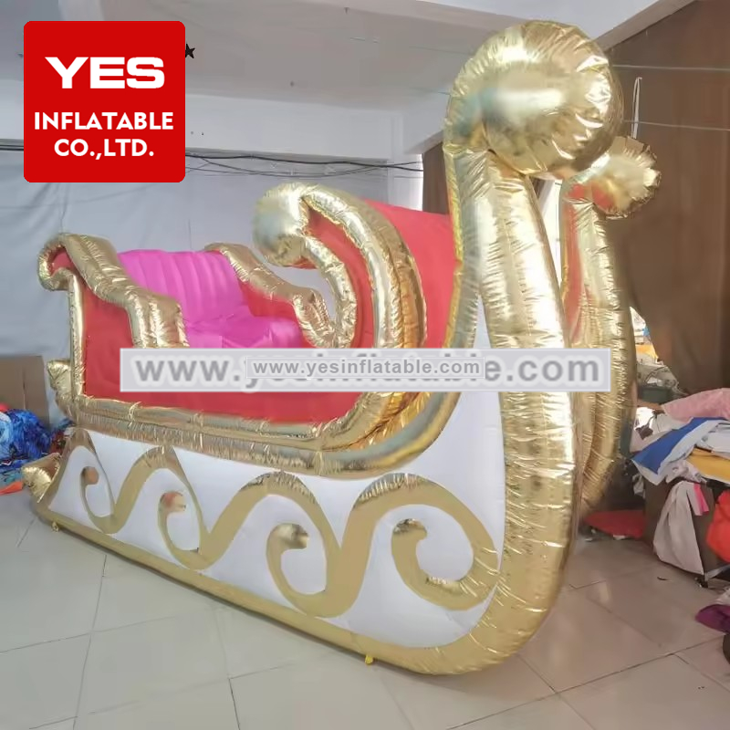 OEM giant inflatable Christmas Santa Claus sleigh inflatable sled blow up sleig