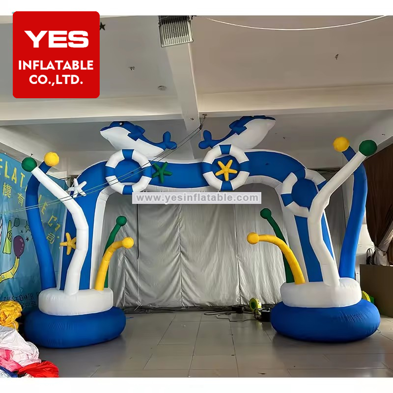 Custom Advertising Event Entrance Ocean Theme Party Decoration Inflatable Dolphin Arch