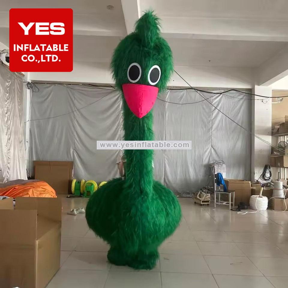 Parade Performance Inflatable Animal Costume Green Inflatable Plush Ostrich Costume