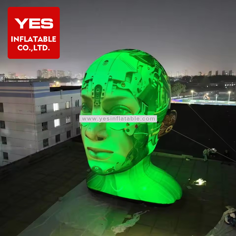 LED lighted AI human head DJ inflatable festival decoration inflatable stage decor