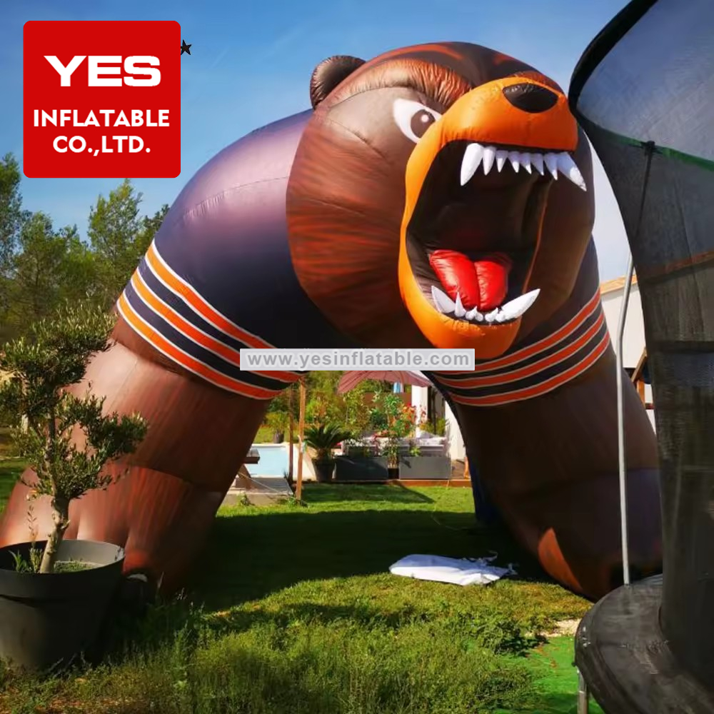 Custom Sport Football Inflatable Mascot bears football tunnel inflatable