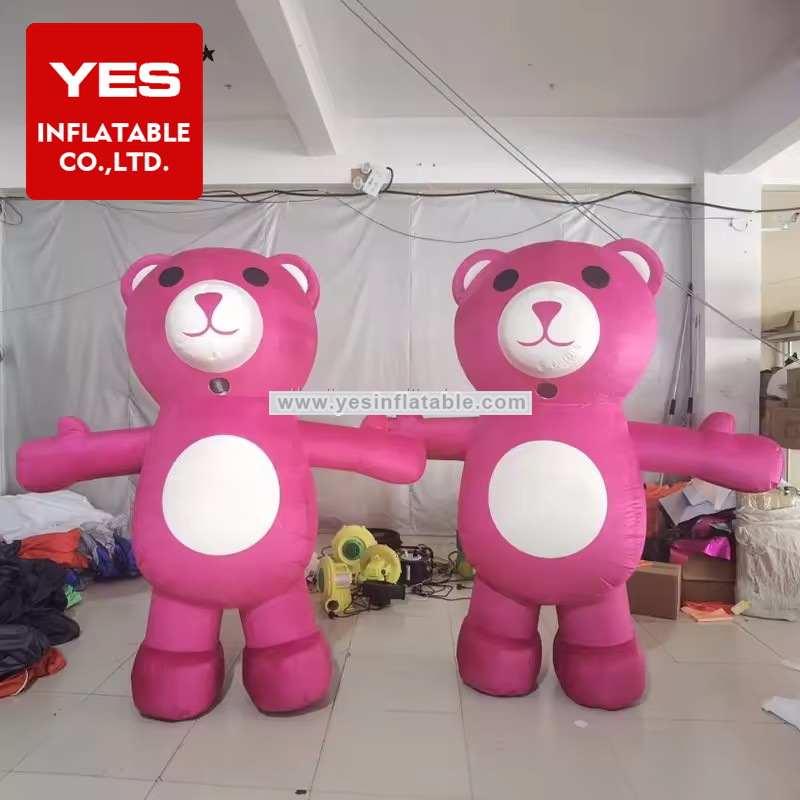 Custom Advertising Inflatable Walking Cartoon Pink Inflatable Bear Mascot Costume