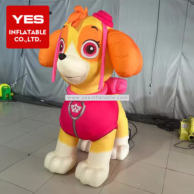 Customized Inflatable Cartoon Character Pink Clothes Cap Cute Dog Inflatable Dog