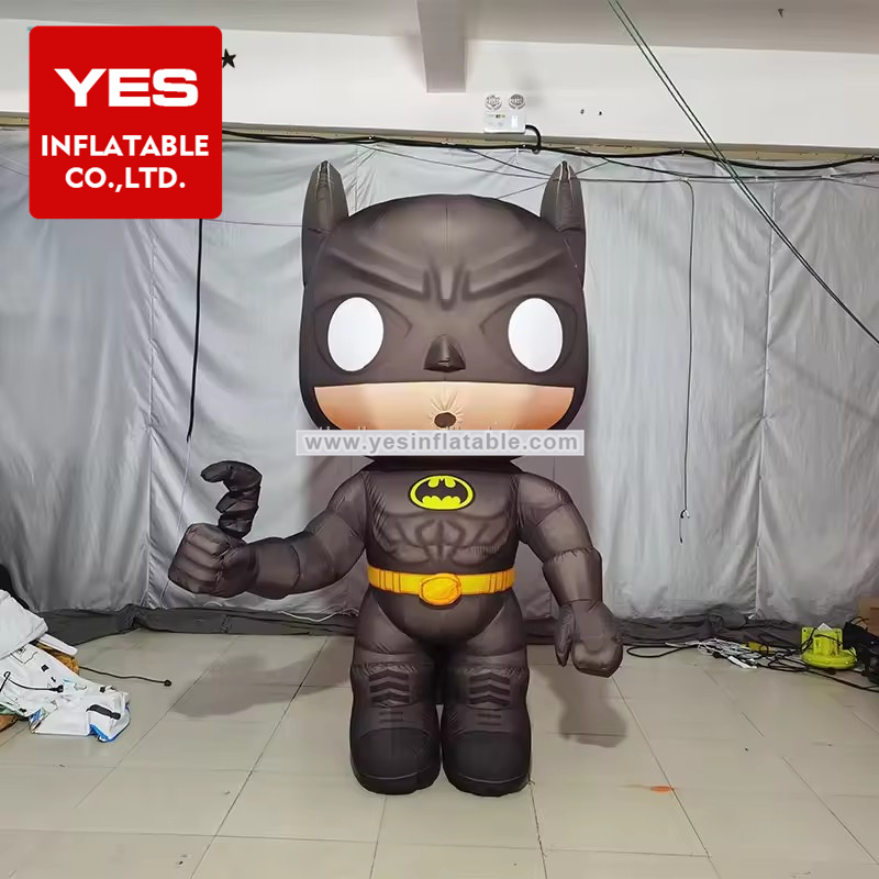 High Quality Inflatable Black Super Man Costume Inflatable Cartoon Image Suit