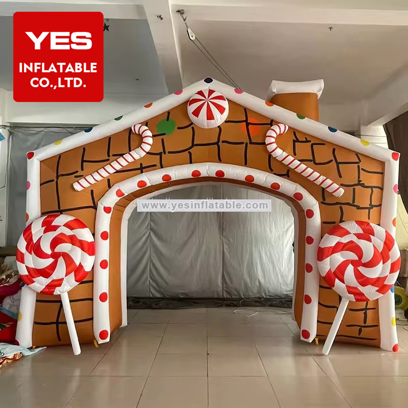 Airblow house archway christmas lighted Inflatable gingerbread house