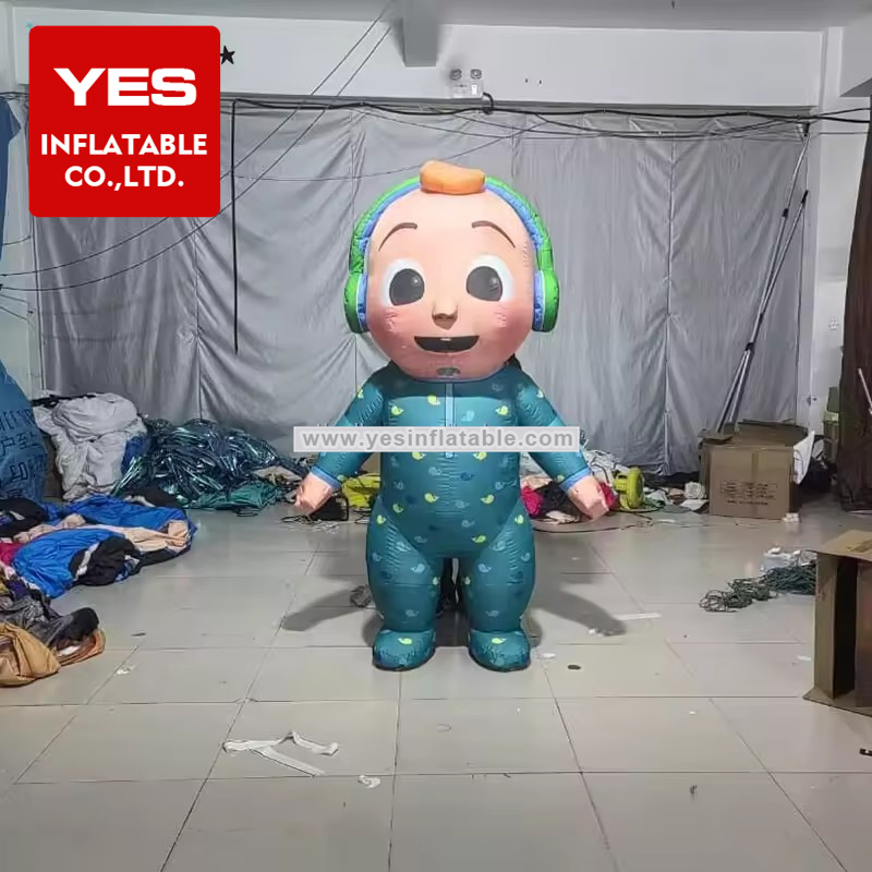 Custom Inflatable Cartoon Character Infant Wear Headset Blue Clothes Inflatable Baby