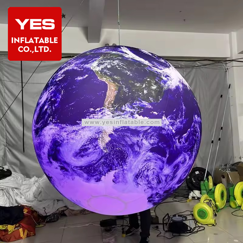 Custom Inflatable Ball Geographical Museum Decoration Led Light Hanging Inflatable Earth