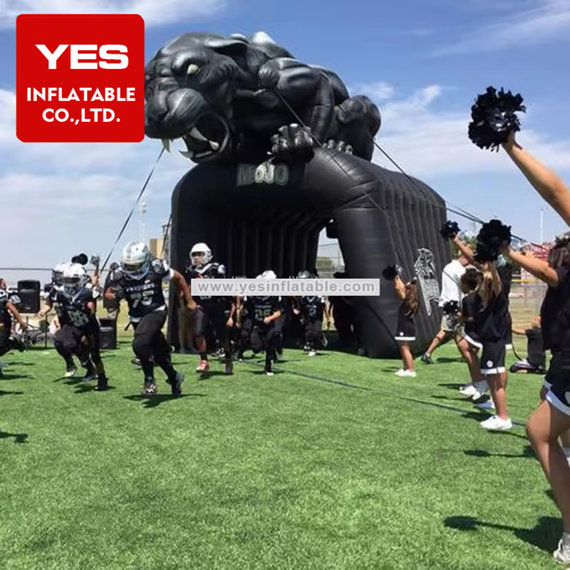 Sports Decoration Inflatable Panther Football Tunnel with Logo Advertisement