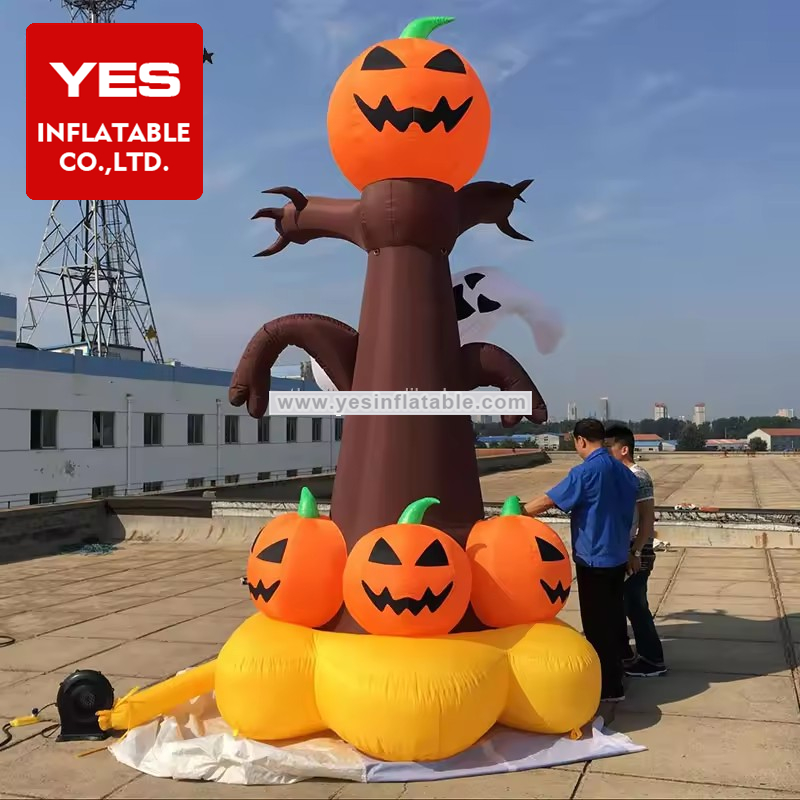 holiday yard decorations pumpkins dead halloween inflatable tree with ghost