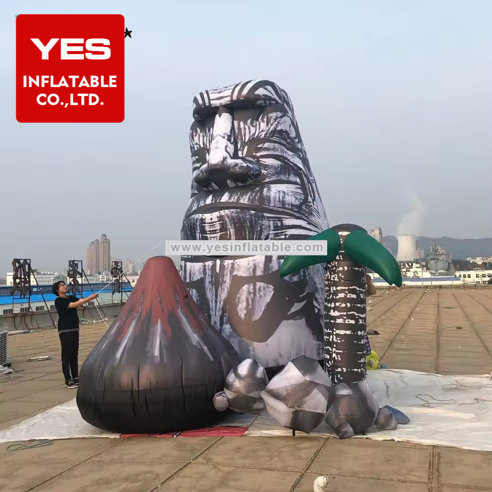 Advertising event decoration inflatable stone man character inflatable rockery volcanic with tree sculpture