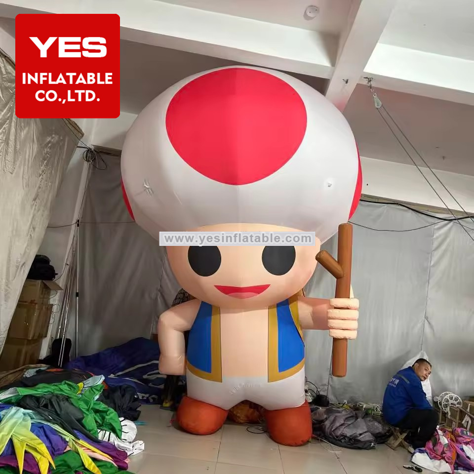 New Design Inflatable Cartoon Charater Model Inflatable Mushroom Man With Branch