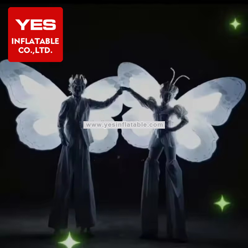 Holiday performance dancing parade balloon walking white butterfly inflatable wings costume