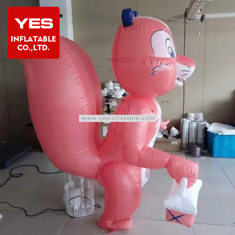 Best-Sale Customized Pink Inflatable Cartoon Animal Model Inflatable Cartoon Squirrel