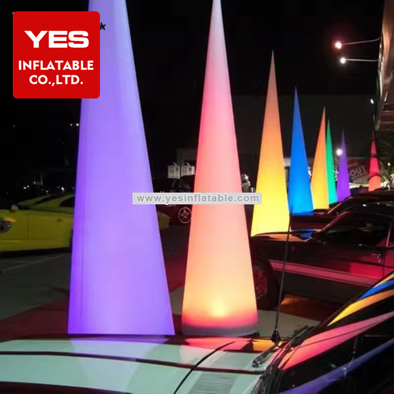 Club Bar Entertainment Decoration Inflatable Cone With Color Changing Led Light