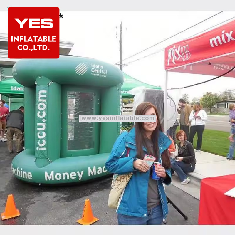 Promotion Advertising Cube Cash Inflatable Money Catching Grab Machine Booth For Sale