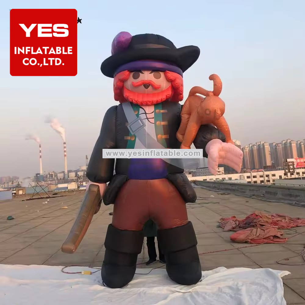 Event Decoration Customized Inflatable Cartoon Character Inflatable Pirate With Pistol And Monkey   On Hands