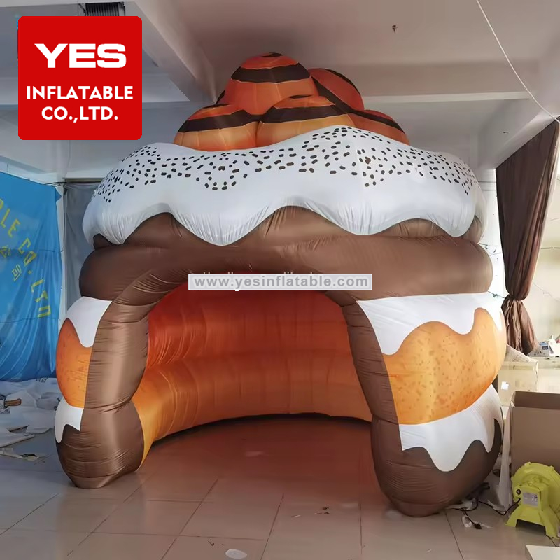 Customized Inflatable Ice Cream Shape Tent Inflatable Cartoon Tent With Led Light