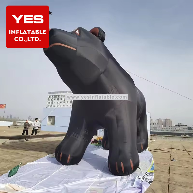 Custom Giant Inflatable Animals Outdoor Advertising Aquarium Door Decoration Inflatable   Black Bear