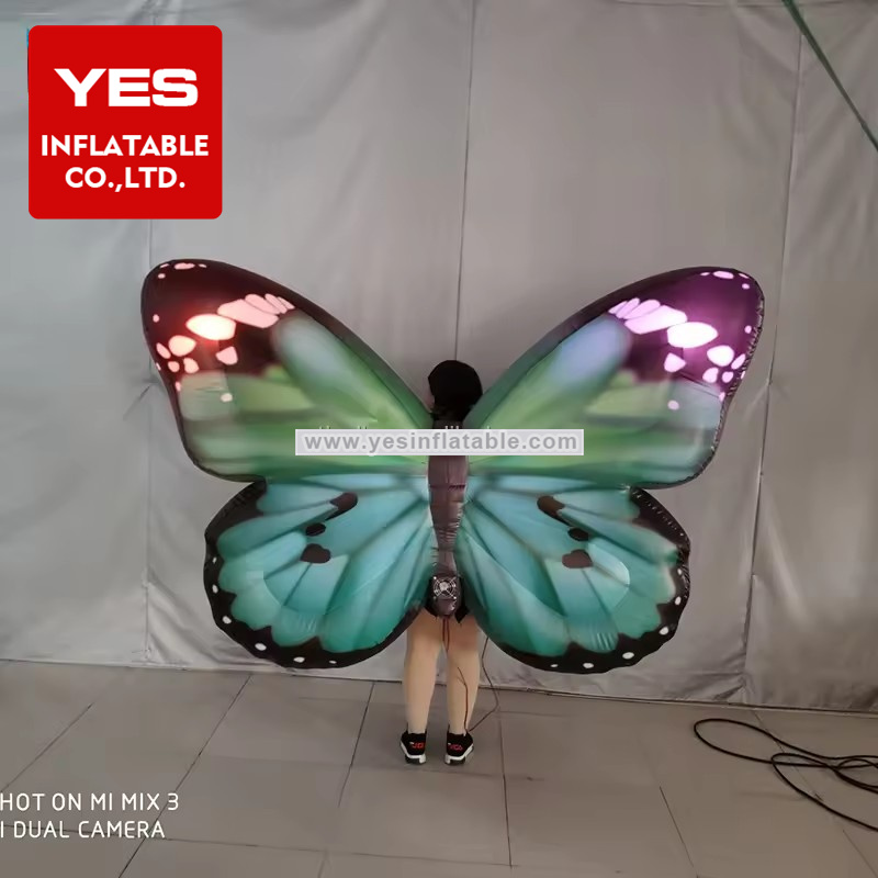 Customized Colorful Kid Party Decoration Led Outdoor Walking Costume Inflatable Butterfly Costume