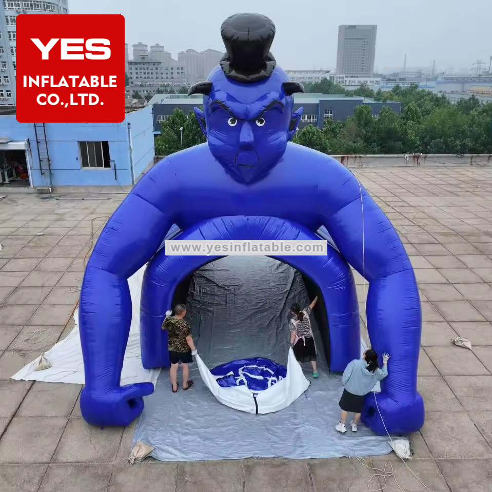 Giant Inflatable Sport Tunnel Entrance Blue Inflatable Demon Tunnel